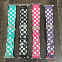 Correa de Reloj de Cuero a Cuadros para Mujer, Correa de Reloj Inteligente de Cuero Genuino Cosida a Mano, Correas de Reloj y Muñeca Duraderas