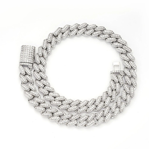 Collar de cadena cubana de oro blanco de 14 quilates de alta calidad VVS Moissanite Diamond para compromiso de boda estilo hip-hop regalo para hombres IGI - Product Image 1