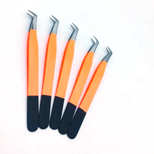 Pinzas de pestañas aceptables OEM con muestra gratis, pinzas de extensión de pestañas con agarre de diamante, pinzas de pestañas con punta de fibra de 75 y 90 grados - Product Image 4