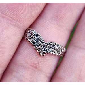 Minimalist Sterling <b>Silver</b> Angel Feather <b>Ring</b> Dainty Wing <b>Hug</b> Knuckle Band Perfect Gift for Her Birthday Anniversary Christmas - Product Image 2