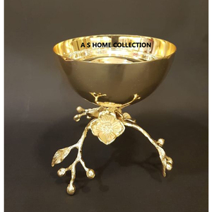 Ensemble de 3 collations artisanales en métal et aluminium, bol de service à fleurs fini or et argent pour la décoration intérieure - Product Image 2