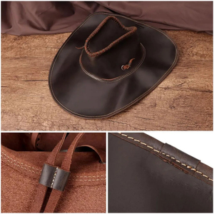 Wholesale Custom Plain Men PU Leather <b>Hats</b> Fashionable <b>Western</b> Style Breathable Quick-drying Outdoor Horse Riding <b>Hats</b> High - Product Image 6