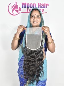 100% Usine Prix de gros Fermeture d'extension de cheveux humains Indian Temple, Vendeurs bruts ondulés naturels non transformés en vente par l'exportation - Product Image 5
