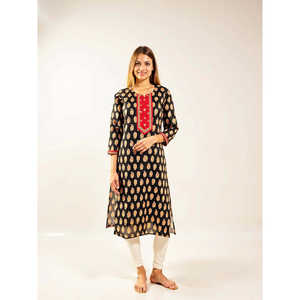 Robe longue droite en pur coton pour femme Evolve, élégante et décontractée, imprimée, respirante, taille naturelle, offre ODM - Product Image 3