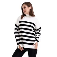 Tunique à col roulé à rayures pour femmes tricots respirants Service OEM personnalisé dos long nouvelle mode pull chaud de haute qualité