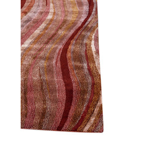 Alfombra Acar Tra-14836 de Lana y Viscosa Hecha a Mano con Diseño de Rayas Rojas y Naranjas para Decoración de Sala de Estar y Pasillo - Product Image 4