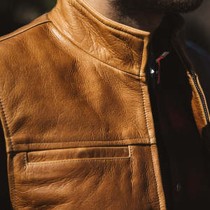 Chaleco de cuero de vaquero para hombre Vintage Club Riding chalecos de motorista transpirables traje con cuello en V Casual Slim Fit botón chaleco - Product Image 4