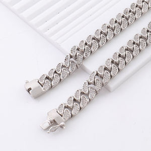 Men's Hip Hop <b>Iced</b> <b>Out</b> Cuban Link <b>Chain</b> Diamond Sterling Silver Gold Plated Custom Diamond Necklace - Product Image 4