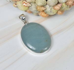Colgante de piedra preciosa ovalada aguamarina, joyería de moda para mujer, estilo bohemio de plata, tendencia de Plata de Ley 925, regalo hecho a mano para ella - Product Image 2