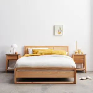 Тиковая минималистская королева деревянная кровать для домашней мебели