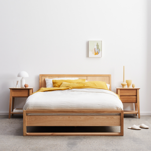 เตียงไม้สักลายควีนไซส์เรียบง่ายสําหรับเฟอร์นิเจอร์ในบ้าน - Product Image 1