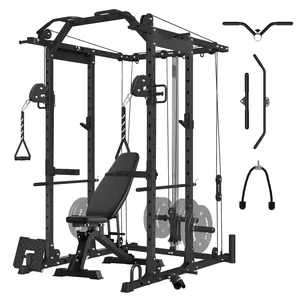 Gym fitness equipment with cable crossover machine multi functional squat rack power rack cage