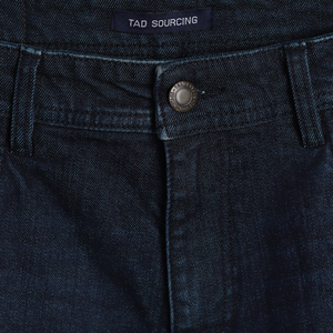 TAD SOURCING Men's Dark Wash Straight Leg Denim <b>Jeans</b> Mid Waist Regular Fit Cotton Casual Style <b>Button</b> Closure - Product Image 4