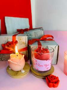 <b>Valentine</b> Day Heart Flower Strawberry Shape Decorative Jar <b>Candle</b> Wax <b>Candle</b> for Best Price - Product Image 4