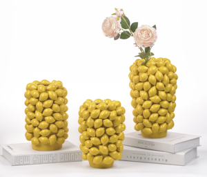 Großhandel Keramik Maßgefertigte Kreative Design-Keramikvase Zitrone für Wohnungsdekoration Porzellan Gemischte Früchte Deko-Töpfe - Product Image 3