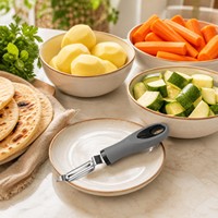 RVS draaibare schilmes met rechte handgreep, ergonomische keukenhulp voor groenten en fruit, geschikt voor thuisgebruik, groothandel