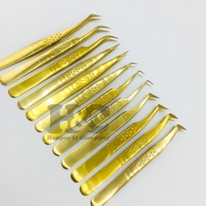 Professional Gold Eyelash Extension Tweezers High Quality Star Design Stainless Steel Custom Logo Durable Perfect Grip 10mm - Product Image 3