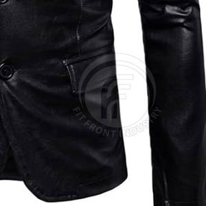 Blazer en cuir avec design personnalisé Blazer en cuir de couleur unie pour hommes Streetwear Blazer en cuir pour hommes à vendre - Product Image 5