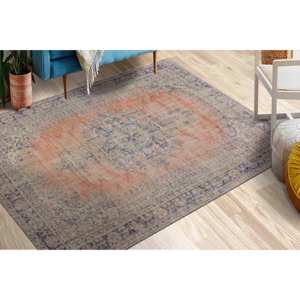 Alfombra Azul Marino Estilo Vintage: Alfombra Decorativa Antideslizante, Alfombra Suave No Tejida - Product Image 1