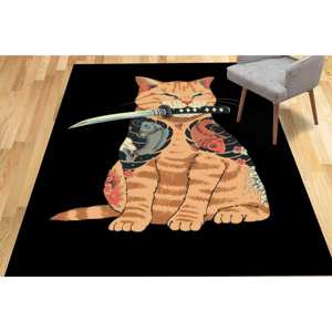 Alfombra de Anime con Diseño de Gato: Arte Manga, Alfombra Antideslizante, Alfombra Suave de Tela No Tejida - Product Image 3