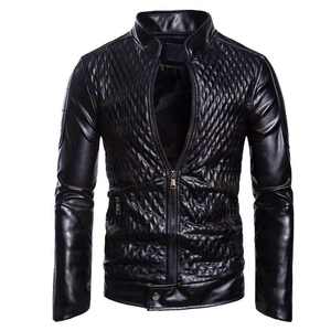 2024 Veste en cuir à manches longues pour hommes High Street Design avec logo personnalisé col montant Biker tenue décontracté pour l'hiver bas prix - Product Image 1