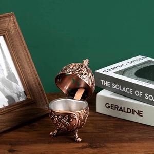 Antique Style Metal Incense <b>Burner</b> with Ornate Floral Design and Lid Perfect for Home Decor Meditation Prayer Room and Gift Use - Product Image 2