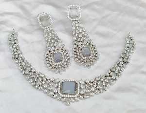 Juego de collar de circonia cúbica con corte de estrella para mujer, piedras de circonita cúbica brillante en elegante diseño de corte de estrella, perfecto para bodas, fiestas - Product Image 1