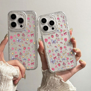 เคสโทรศัพท์ลายการ์ตูนสีชมพูสุดหรู TPU 360 องศา ป้องกันการกระแทก สำหรับ 17/16/15/14/13/12/11 Pro Max พร้อมฝาหลังป้องกันหน้าจอ - Product Image 1