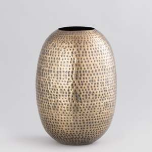 Vase à fleurs en aluminium plaqué laiton antique-Décoration intérieure élégante 4x8.5x12'' - Product Image 1