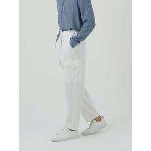 Pantalon cargo FUJIKO MC2384 coupe décontractée 100% lin et coton, logo personnalisable, pantalon baggy, tailles XL à 6XL, avec plis et fermeture éclair - Product Image 3