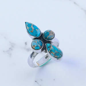 Bagues en argent sterling avec pierre précieuse turquoise cuivrée bleue, prix de gros, bijoux et bagues en argent pour tous les jours - Product Image 2