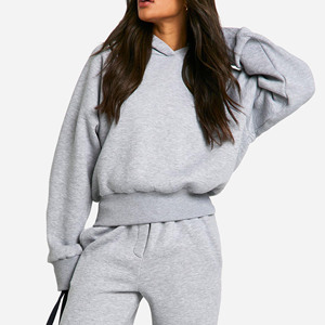 Sweats à capuche surdimensionnés avec logo personnalisé pour femme Anti-boulochage respirant poids lourd épais 100% coton pull à capuche vierge - Product Image 1