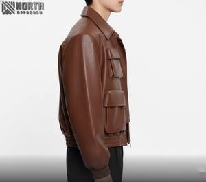 High Quality Custom Winter <b>Jacket</b> Leather Sleeve Baseball Casual <b>Men</b> <b>Jacket</b> <b>Racer</b> Bomber <b>Jacket</b> Custom - Product Image 3