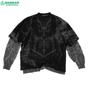เสื้อยืดออกกำลังกายแขนยาวทรงโอเวอร์ไซส์ ยูนิเซ็กซ์ ผ้าฝ้าย 100% สองชั้น ซักแห้งเร็ว เป็นมิตรกับสิ่งแวดล้อม ปักลายแบบกรด รุ่นใหม่ล่าสุด - Product Image 2