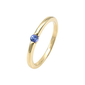 Compre Ahora Anillo Delicado de Oro Sólido de 14k con Tanzanita de Corte Redondo de 3mm, Banda Minimalista con Gema, Piedra de Nacimiento de Diciembre para Mujer - Product Image 3