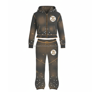 Survêtement à fermeture éclair en polaire de qualité supérieure 380 GSM ensemble de survêtements à capuche et de jogging d'hiver épais en tissu doux conception de logo personnalisé survêtements grande taille - Product Image 1