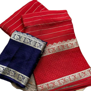 2025 qualité supérieure Style moderne glamour Satin broderie fête porter des saris avec or pur Jari tissage - Product Image 1