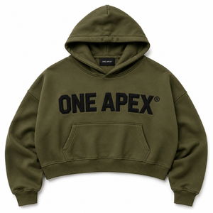 Hoodie surdimensionné court vert olive personnalisé pour homme, en coton épais, style streetwear, fabricant OEM ODM ONE APEX - Product Image 3