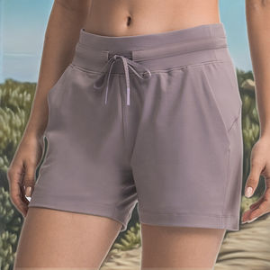 Femmes décontracté Sport Yoga course Shorts élastique cordon coupe ample bouton décoration en gros avec des fleurs à motifs - Product Image 5