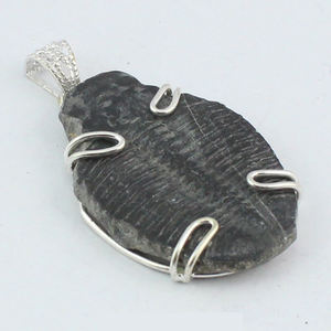 La mejor calidad Natural Tribolite Rough Gemstone Silver Pendant Hecho a mano Prong 925 Solid Sterling Silver Statement Pendant - Product Image 1