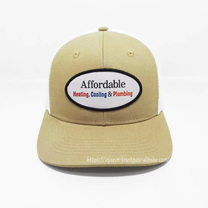 Wholesale 6-Panel Structured Trucker <b>Hats</b> Custom Woven Patch Logo High Quality Adjustable Closure <b>Caps</b> ODM/OEM Vietnam Headwear - Product Image 1