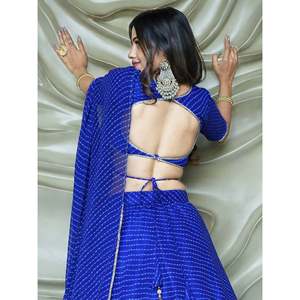 ชุดเลเฮนกาโชลีผ้าจอร์เจตต์พิมพ์ลายบลูลาเฮียสำหรับผู้หญิง สวยงามและสง่างาม - Product Image 4