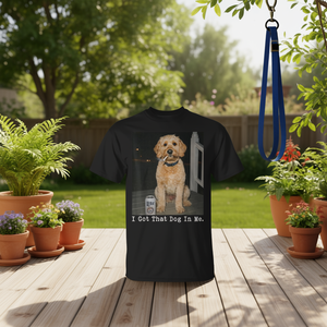 T-shirt promozionale con il meme 'I Got That Dog in Me' Golden Doodle per amanti e proprietari di cani - Product Image 3