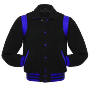 Vestes d'université Letterman à la mode de Style côtes et épaules bleues Logos personnalisés et couleurs de la veste d'université pour hommes et femmes - Product Image 1