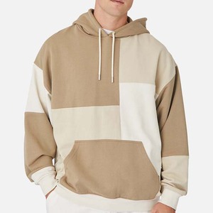 Custom-made patchwork long sleeve two color wholesale cotton <b>polyester</b> hoodies for men oversized fitness casual gym <b>hoodie</b> - Product Image 1