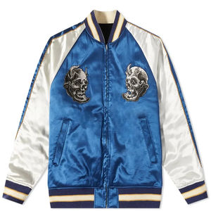 Chaqueta de bombardero de satén de color elegante con diseño personalizado y chaquetas universitarias de satén de doble cara de estilo de béisbol de tamaño para hombres - Product Image 1