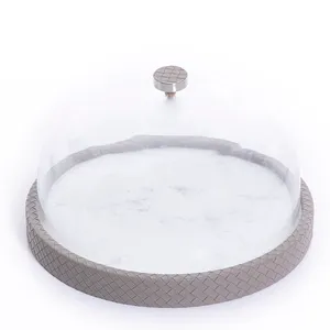 Cúpula de comida grande de cuero de la mejor calidad, cúpula redonda para fiesta de boda, servidor de comida, cúpula y plato para servir elegante - Product Image 1