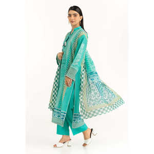 Élégant ensemble 3 pièces vert imprimé pour femme, orné de diamants, grande taille, longueur genou, style modeste, idéal pour les dîners et les fêtes de jour XS-ODM - Product Image 4