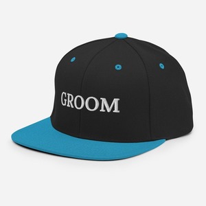 6 - panels Groom Snapback Hats Classic Fit, Flat Brim, Perfect Style Great Gift Chapeaux brodés Impression numérique par Injae Vina - Product Image 4