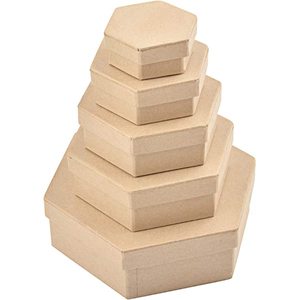 Boîte de rangement à bijoux en MDF Boîtes d'emballage cadeau en MDF Boîte hexagonale d'accessoires de décoration intérieure de différentes tailles - Product Image 1